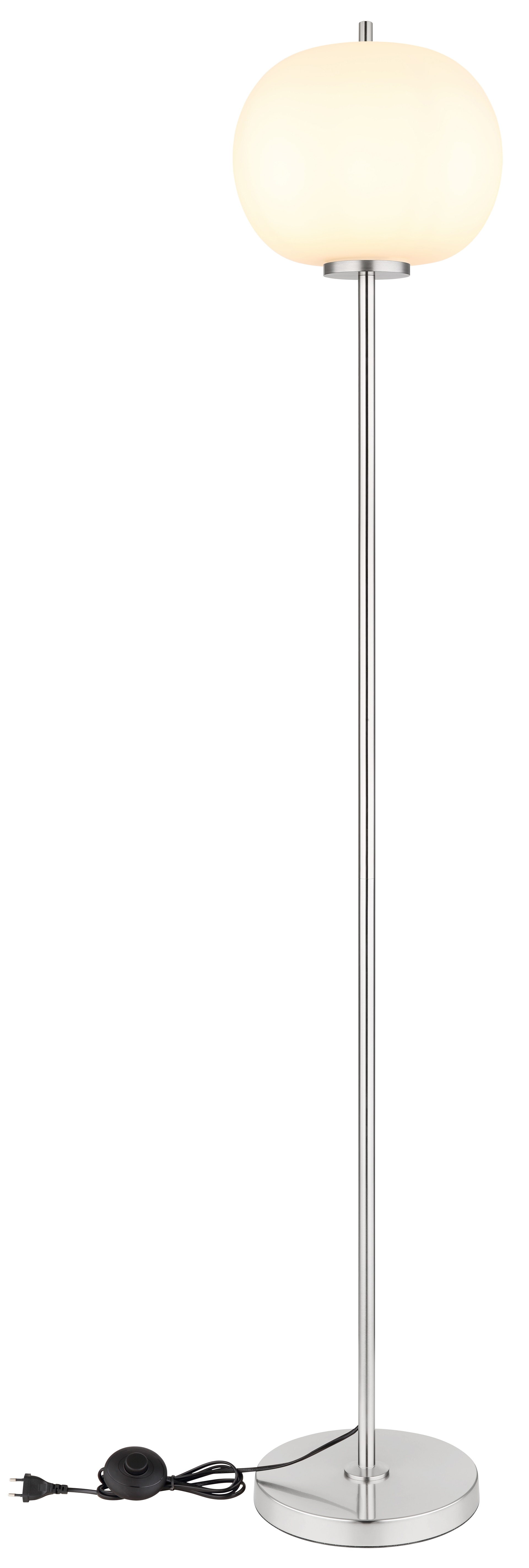GLOBO Retrofit Stehlampe Blacky nickelfarbig /opalweiß 30x30cm H160cm