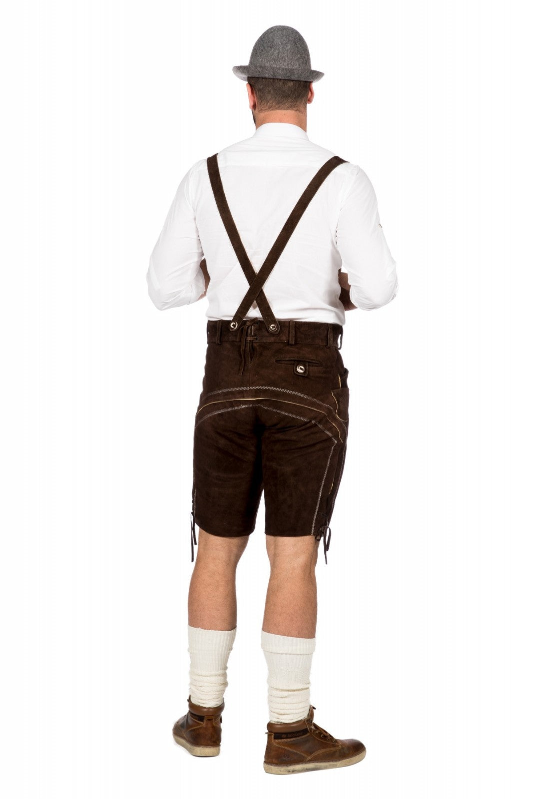 Donkerbruine Lederhose Heren Kort