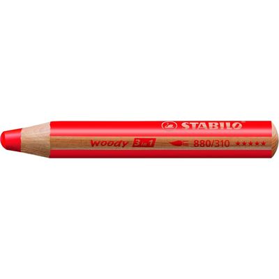 STABILO Woody 3 in 1 - Crayon de couleur pointe large - rouge