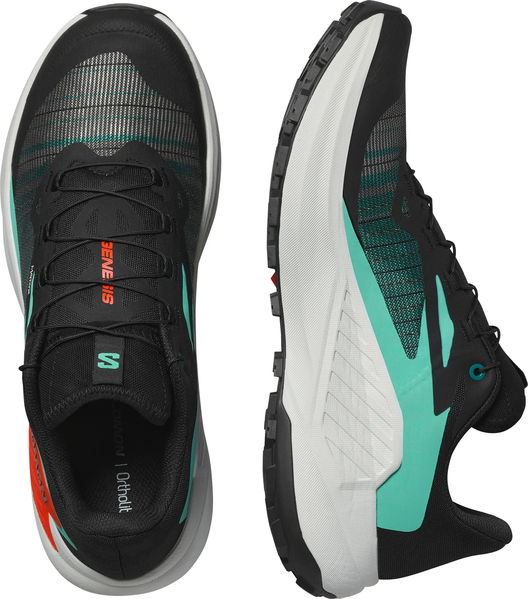 Salomon Men's Genesis Black / Electric Green / Cherry Tomato
