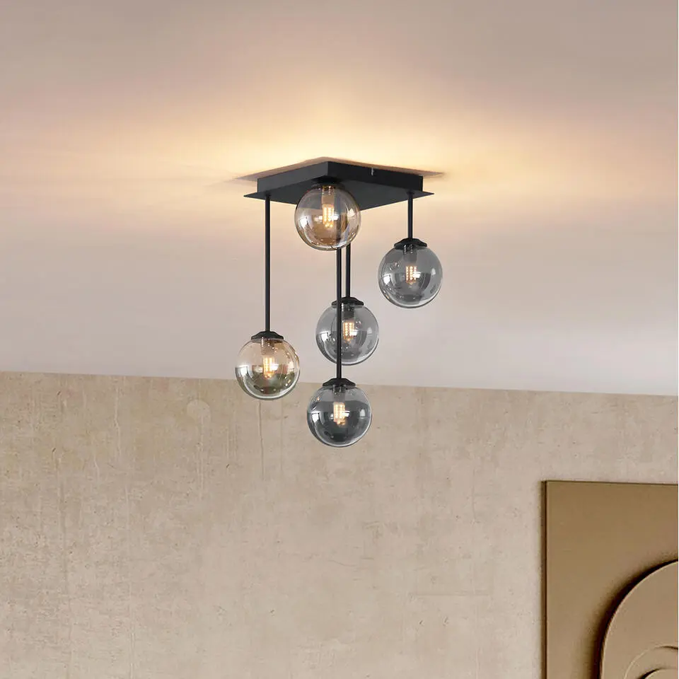 Qazqa plafondlampen athens zwart g9
