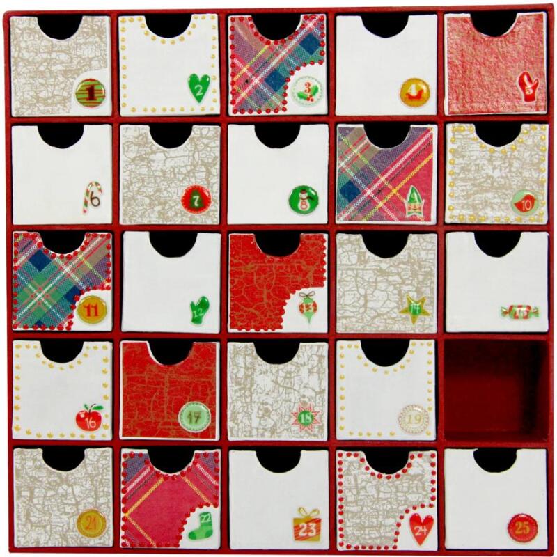 Etagère 25 petits tiroirs 5x25x25cm - Kraft