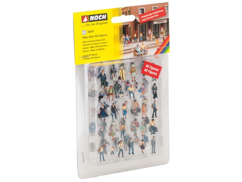 NOCH Figuren Mega-Set 60 Stück, H0 Figuren für H0 Modelleisenbahnen