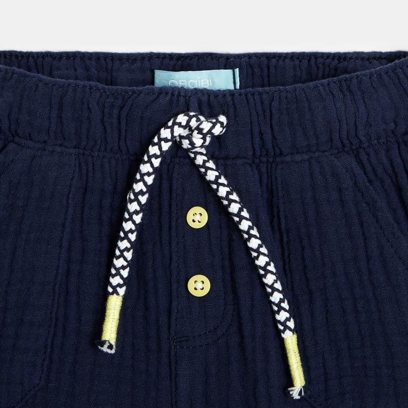 Short coton léger gaufré bleu bébé garçon Bleu