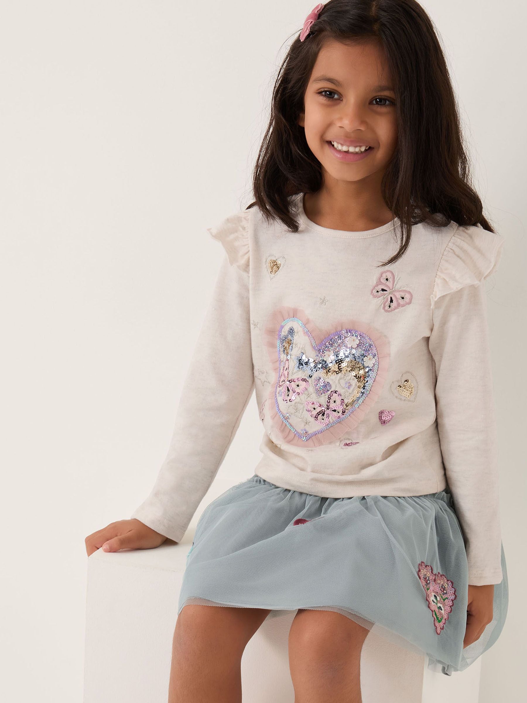 Monsoon Sequin Heart Butterfly Long Sleeve Top