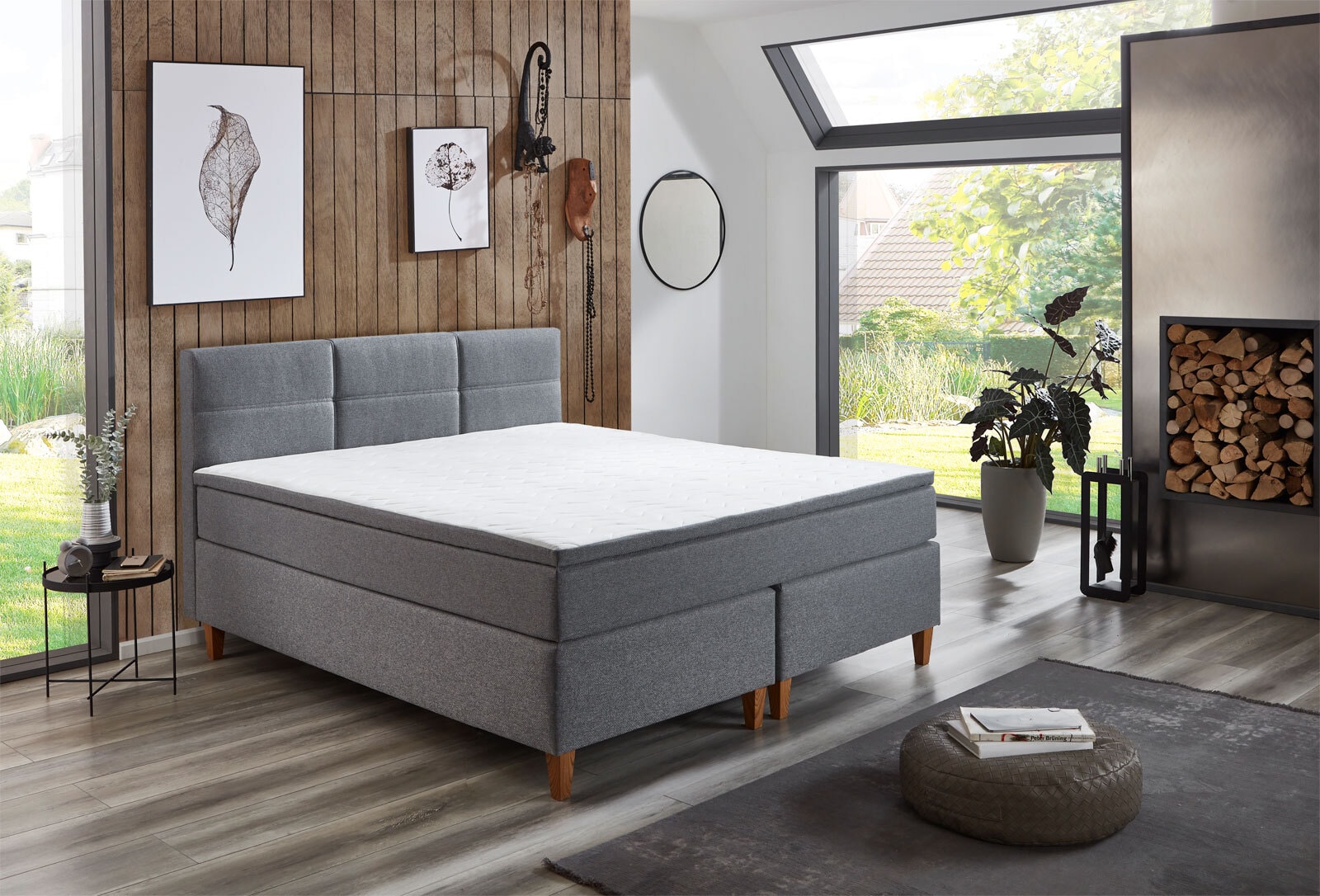 Boxspringbett Ardi 180x110x213 cm Grau