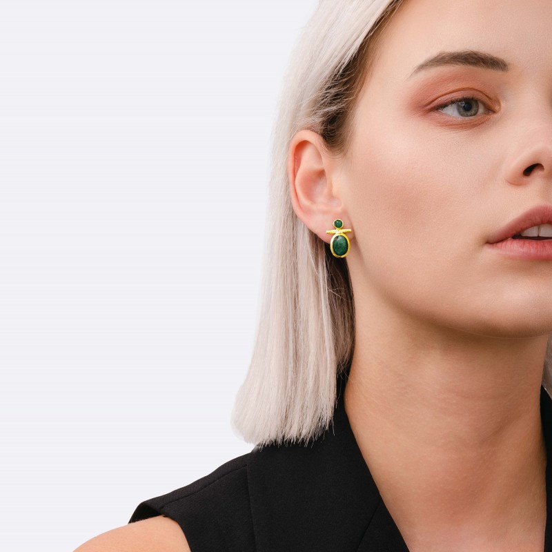 Boucles d'oreilles Léna Malachite