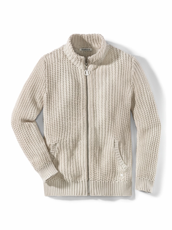 Reliefstruktur-Strickjacke