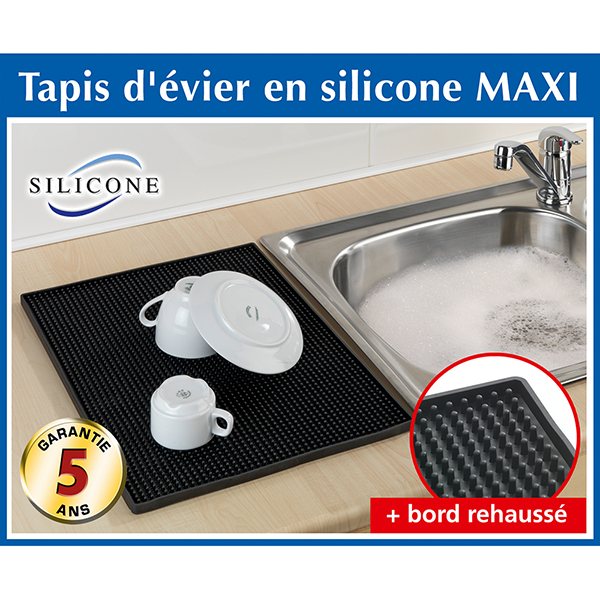 Tapis égouttoir silicone noir 40 cm Wenko by Maximex