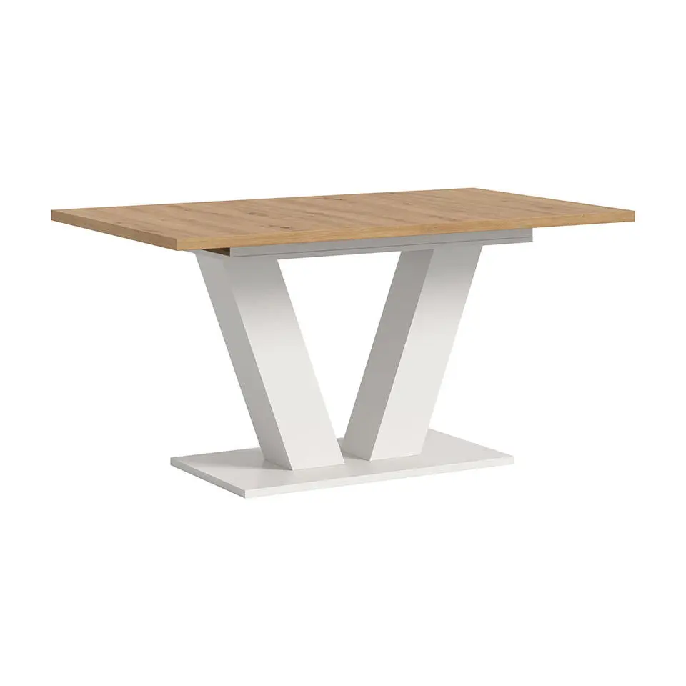 Hioshop Motion eetkamertafel V-poot 90x150/190cm incl 1 verlengblad eik decor-