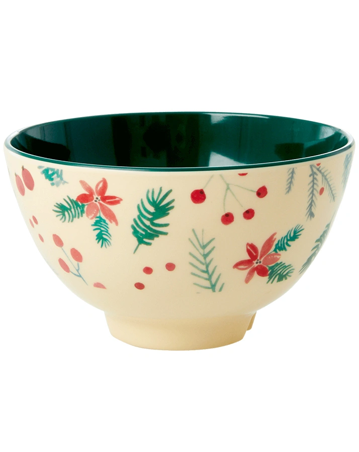Melamin-Schale POINSETTIA CHRISTMAS SMALL in beige/grün
