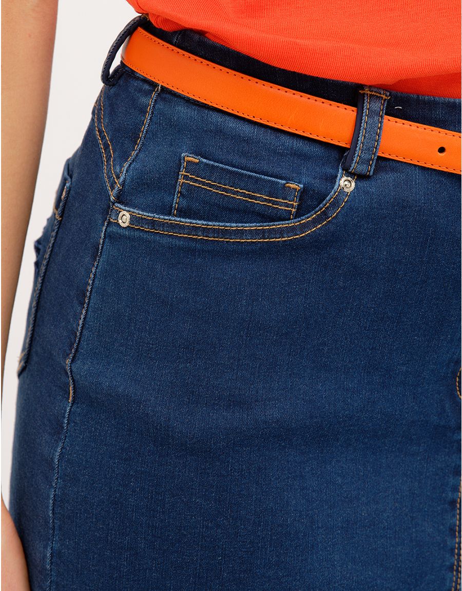 Jupe en denim bleu brut