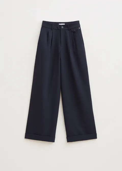 Wijde geplooide broek blauw (BLW.D)