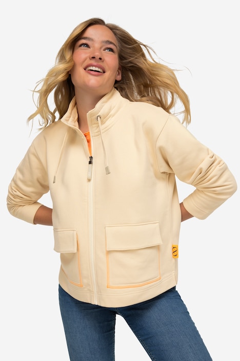 Sweatjacke, Stehkragen, Rücken-Print, Zipper, OEKO-TEX