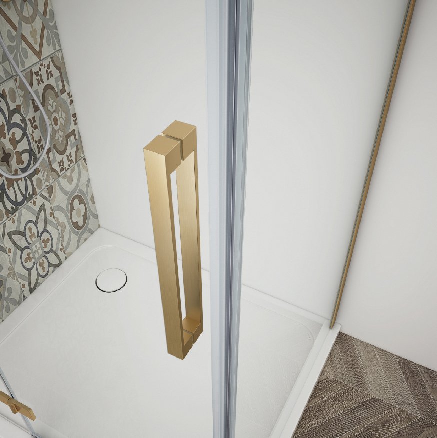 Gelco Trinity douchecabine met mat glas 110x110cm rechts goud