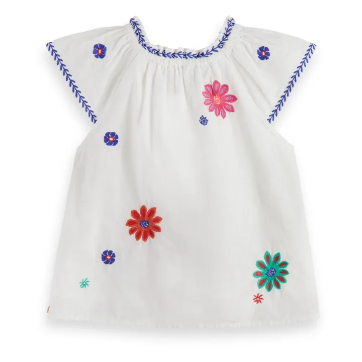 Scotch & Soda Top Fleurs Brodées | Blanc