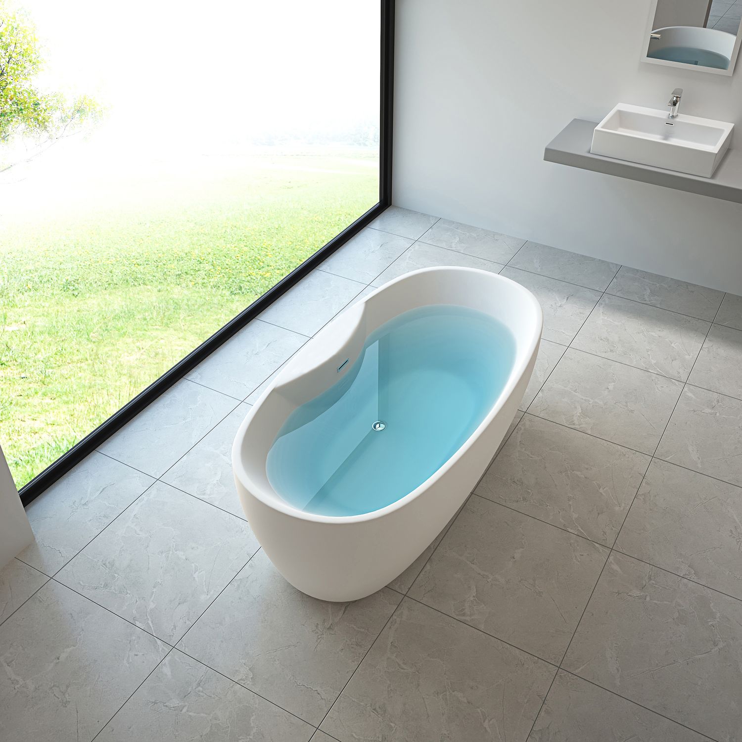 TroniTechnik® Freistehende Badewanne ANAFI Maße ca. 170 x 80 x 58cm Wanne - Füllmenge 195 Liter, aus Acryl mit Siphon