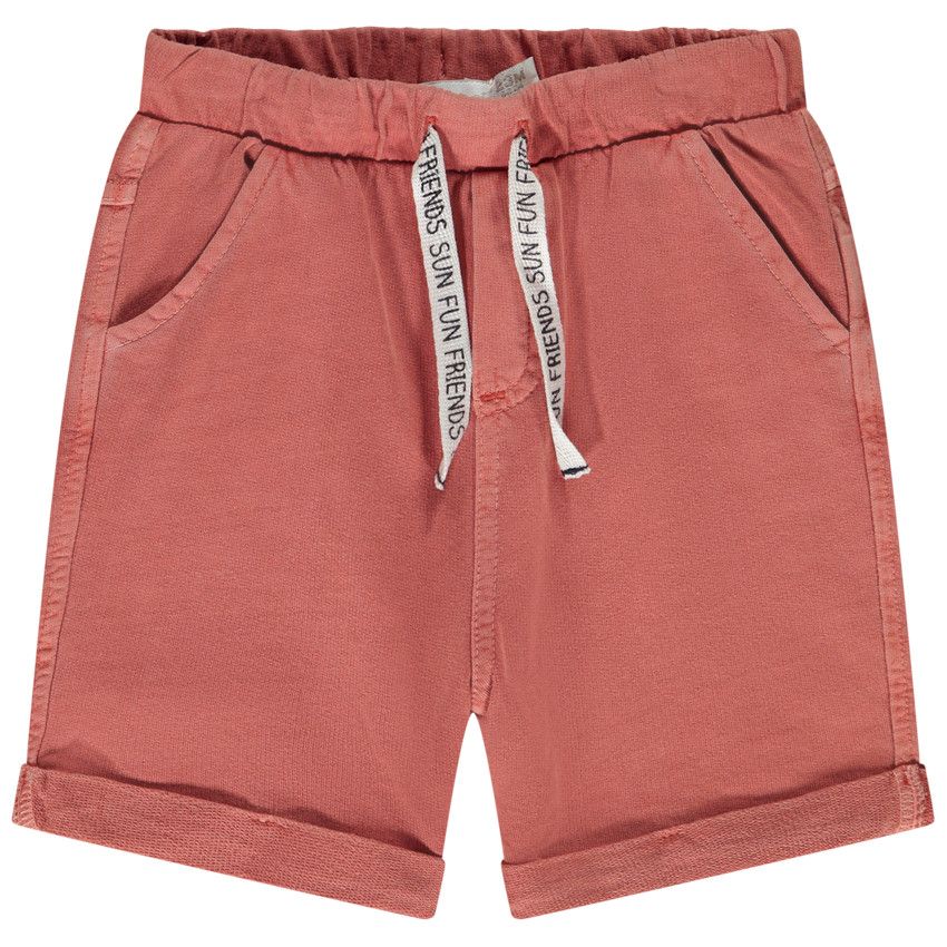 Bermuda en molleton uni pour bébé garçon - Corail