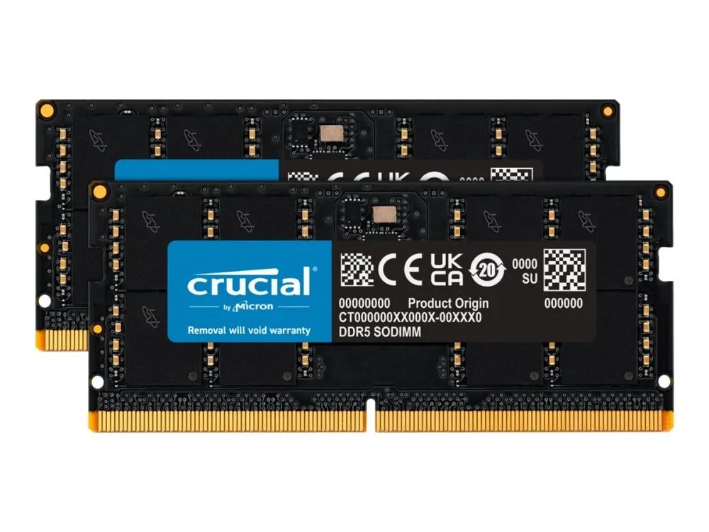 Crucial - DDR5 - sæt - 96 GB: 2 x 48 GB - SO DIMM 262-PIN - 5600 MHz / PC5-44800 - CL46 - 1.1 V - on-die ECC - sort