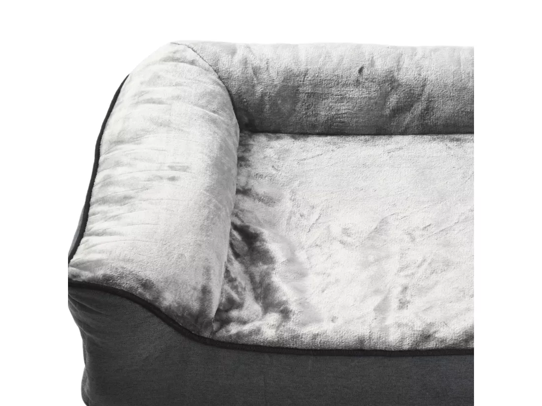 YITAHOME Panier Flanelle- pour Chien avec coussin- Tapis Orthopédique - Dehoussable - Lavable Lit Chien - 106x80cm - Gris