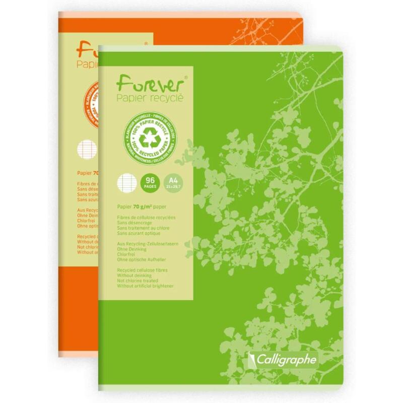 Cahier piqué FOREVER A4 96 pages grands carreaux 70 g - Assortis