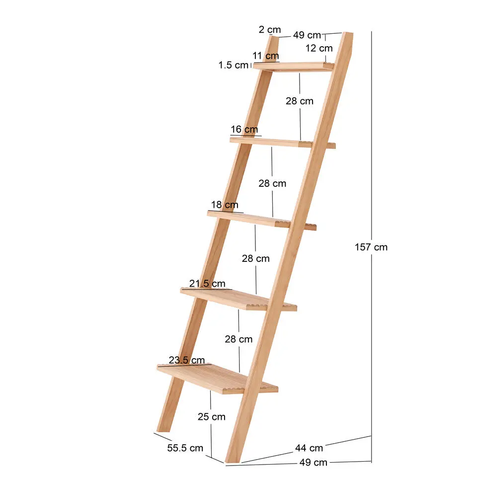 Wandplank Ladder van Massief Natuurlijk Hout