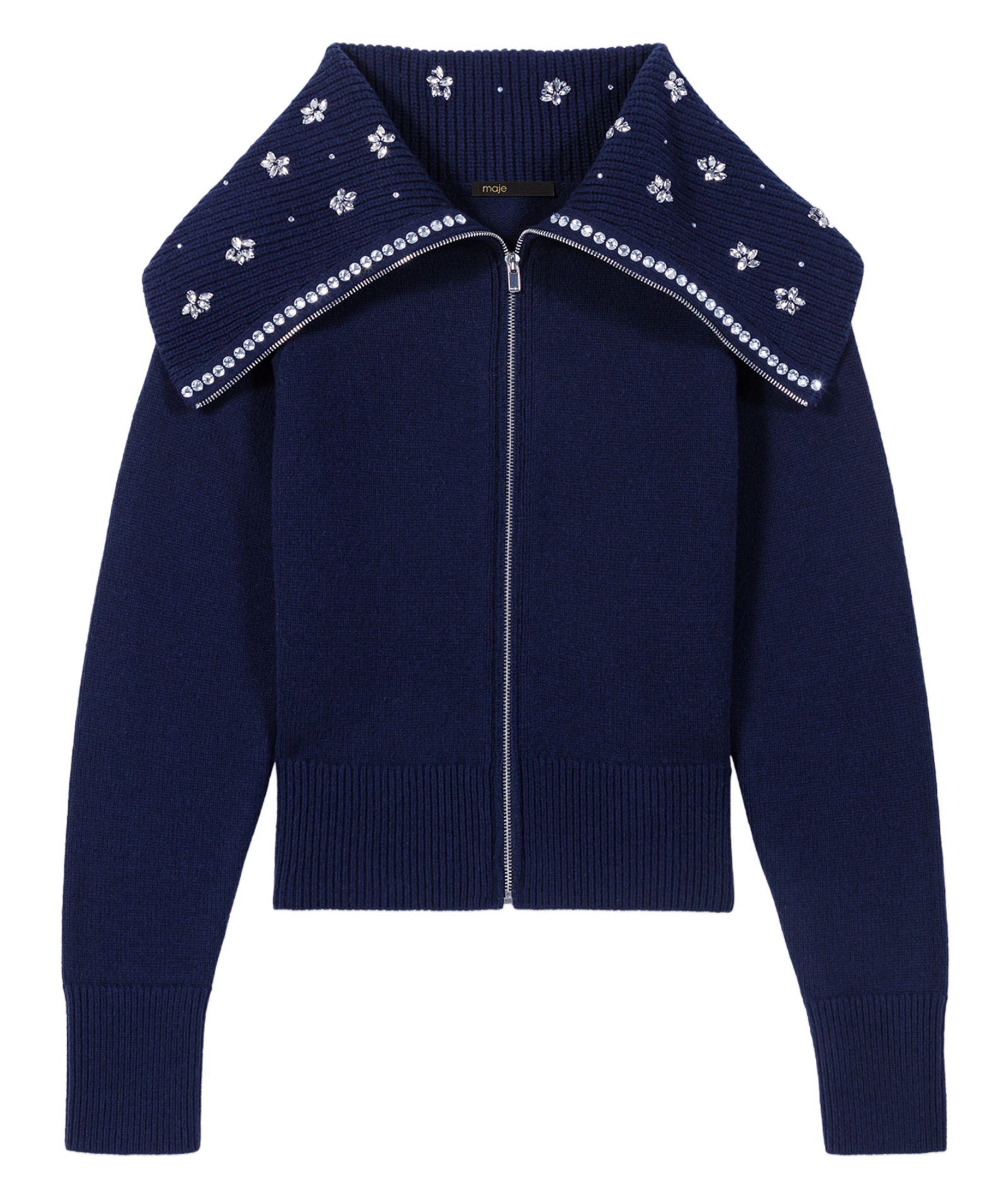Cardigan droit col camionneur | Bleu