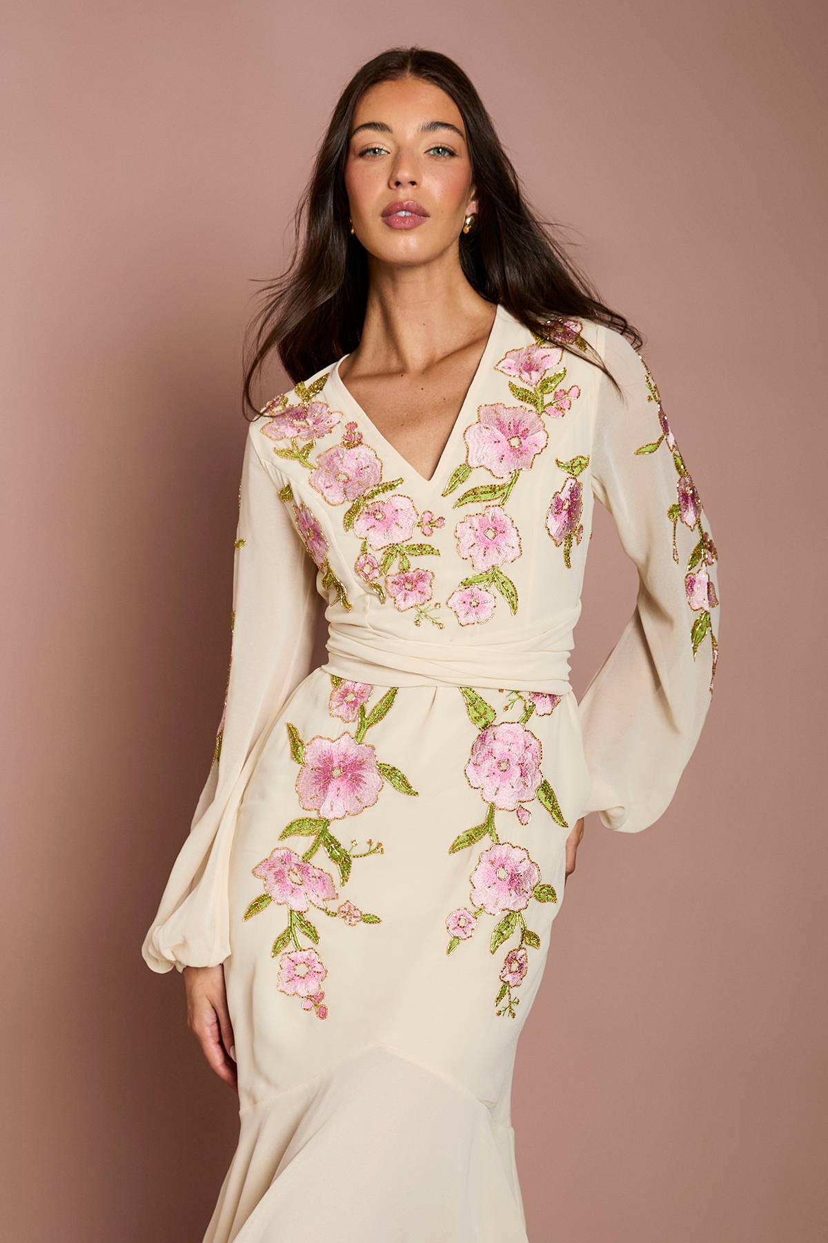Coast Robe Maxi Asymétrique Ornée De Sequins Et Brodée