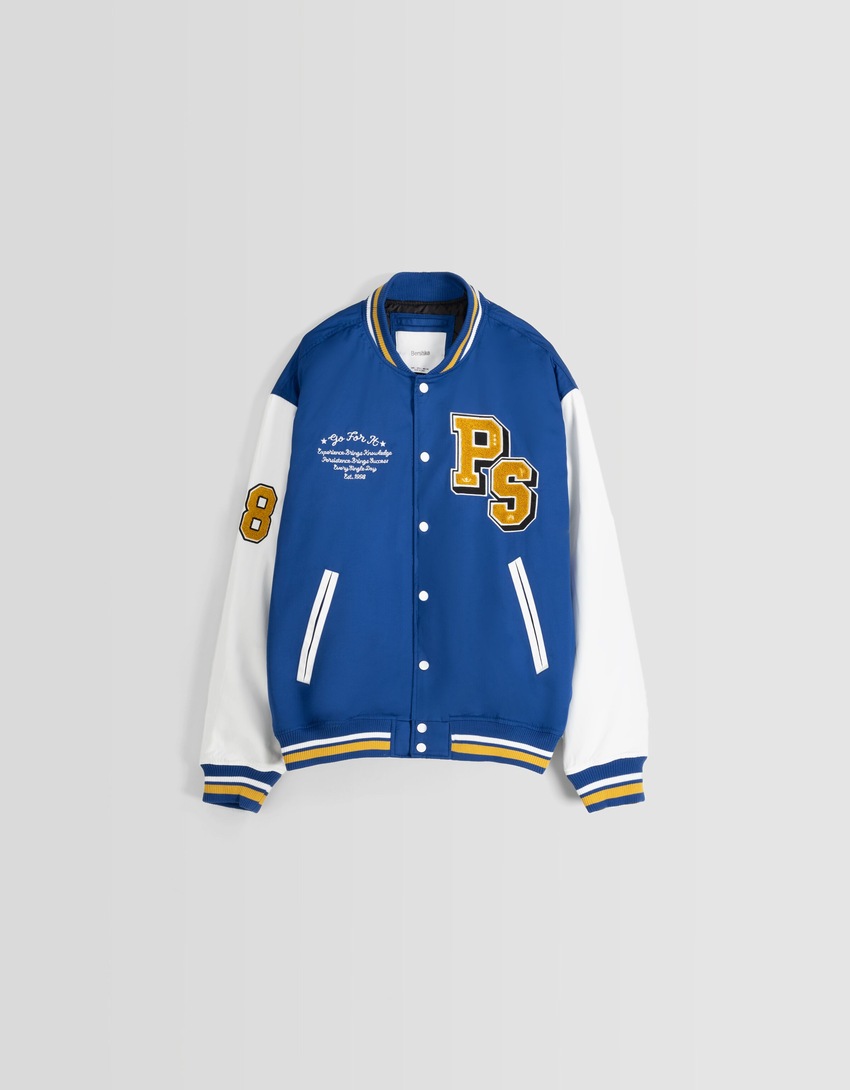 Jaqueta bomber acolchoada com patches