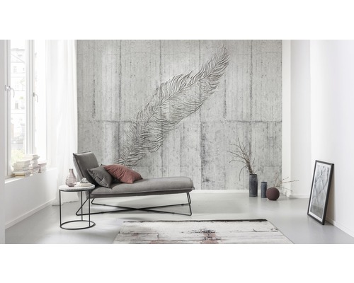 Vliesbehang X7-1023 Concrete Feather, 7-delige set, 350 x 250 cm