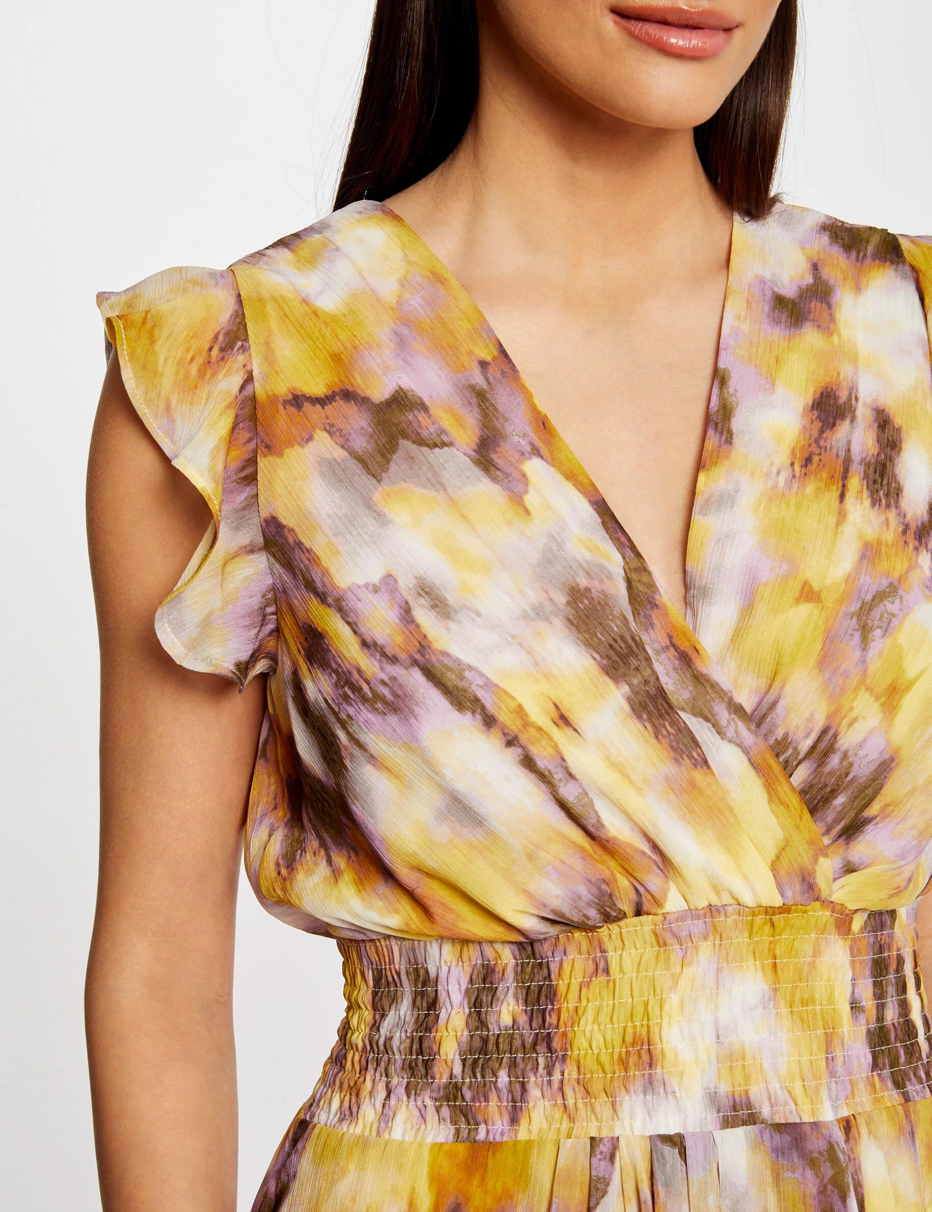 Robe midi cintrée imprimé abstrait multico femme - multico
