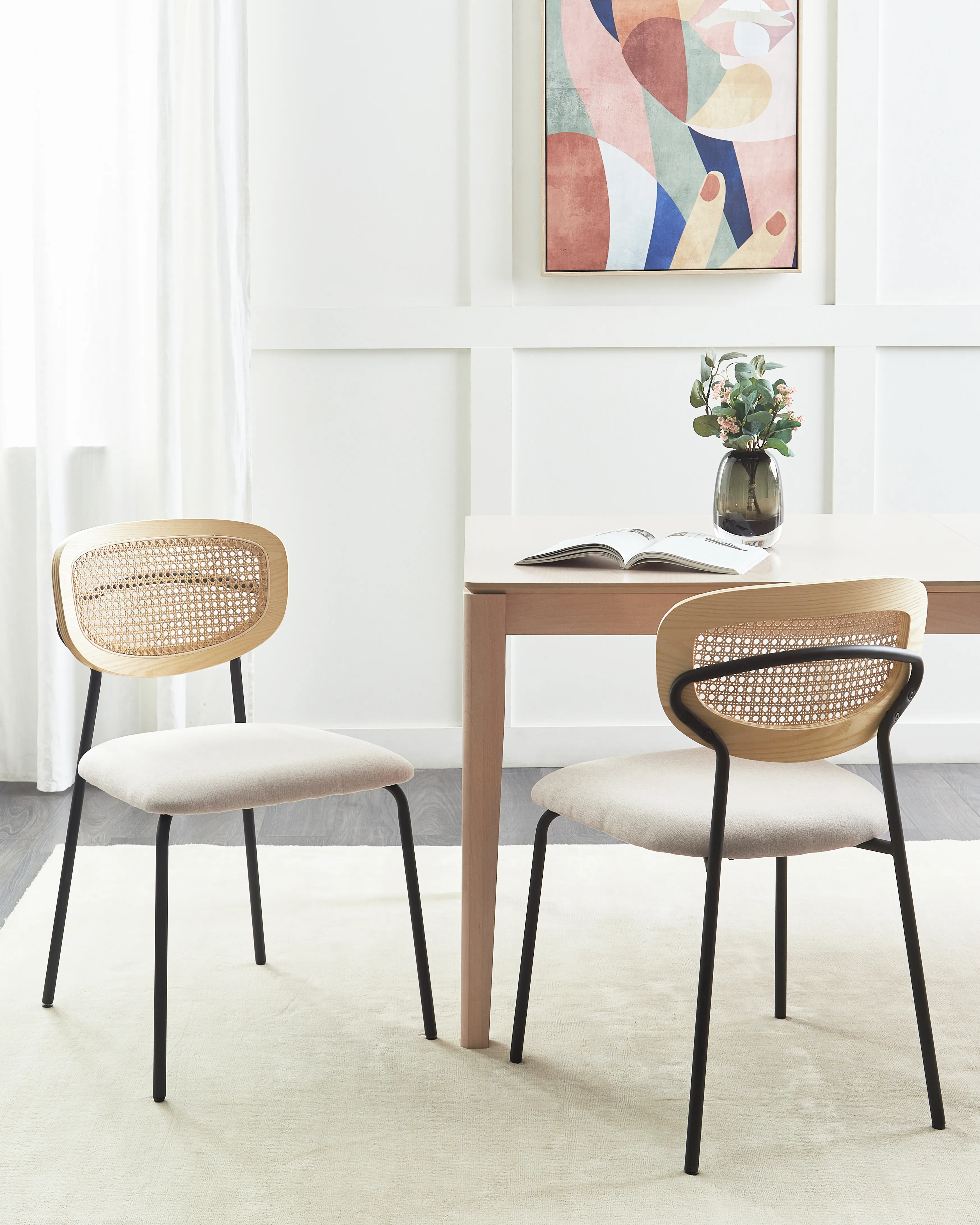 Set van 2 eetkamerstoelen MAYETTA Rotan Lichtbeige
