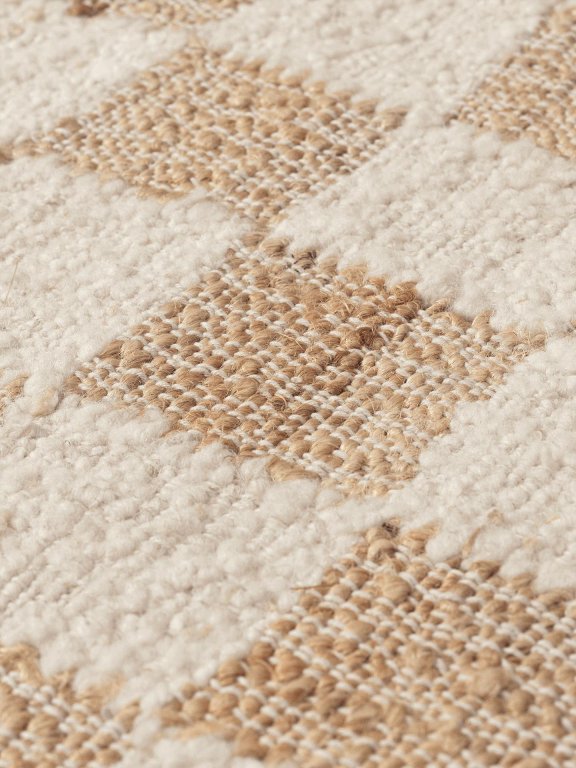 Ferm Living Check vloerkleed 200x300 wol jute Off-white/Natural
