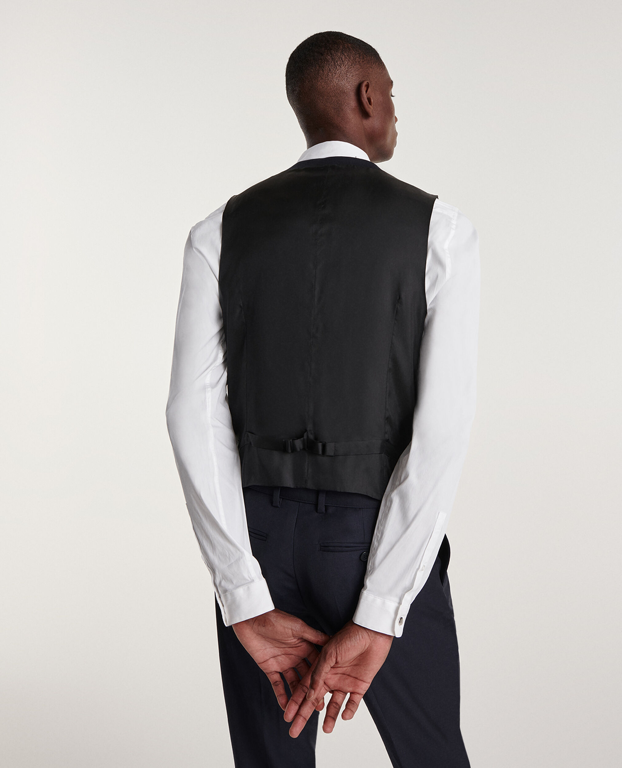 Gilet de costume boutonné en laine marine