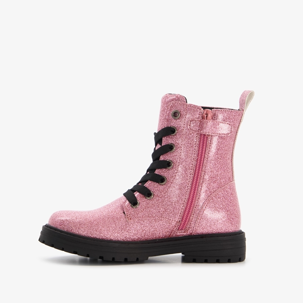 Blue Box meisjes veterboots roze met glitters