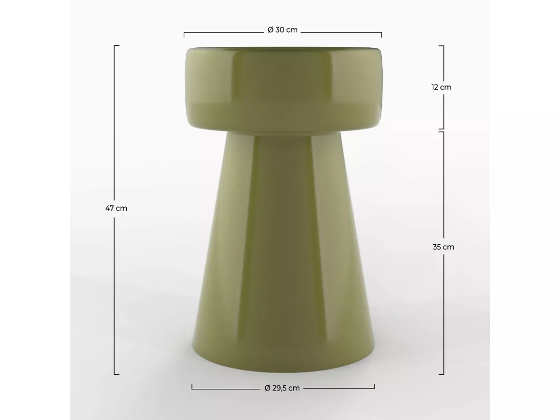 Table d'appoint ronde en métal vert kaki D30 cm - Athéna