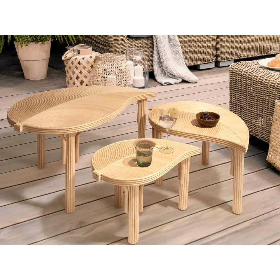 PARALIA - Salontafel set van 3 - Natuurlijk - Rotan