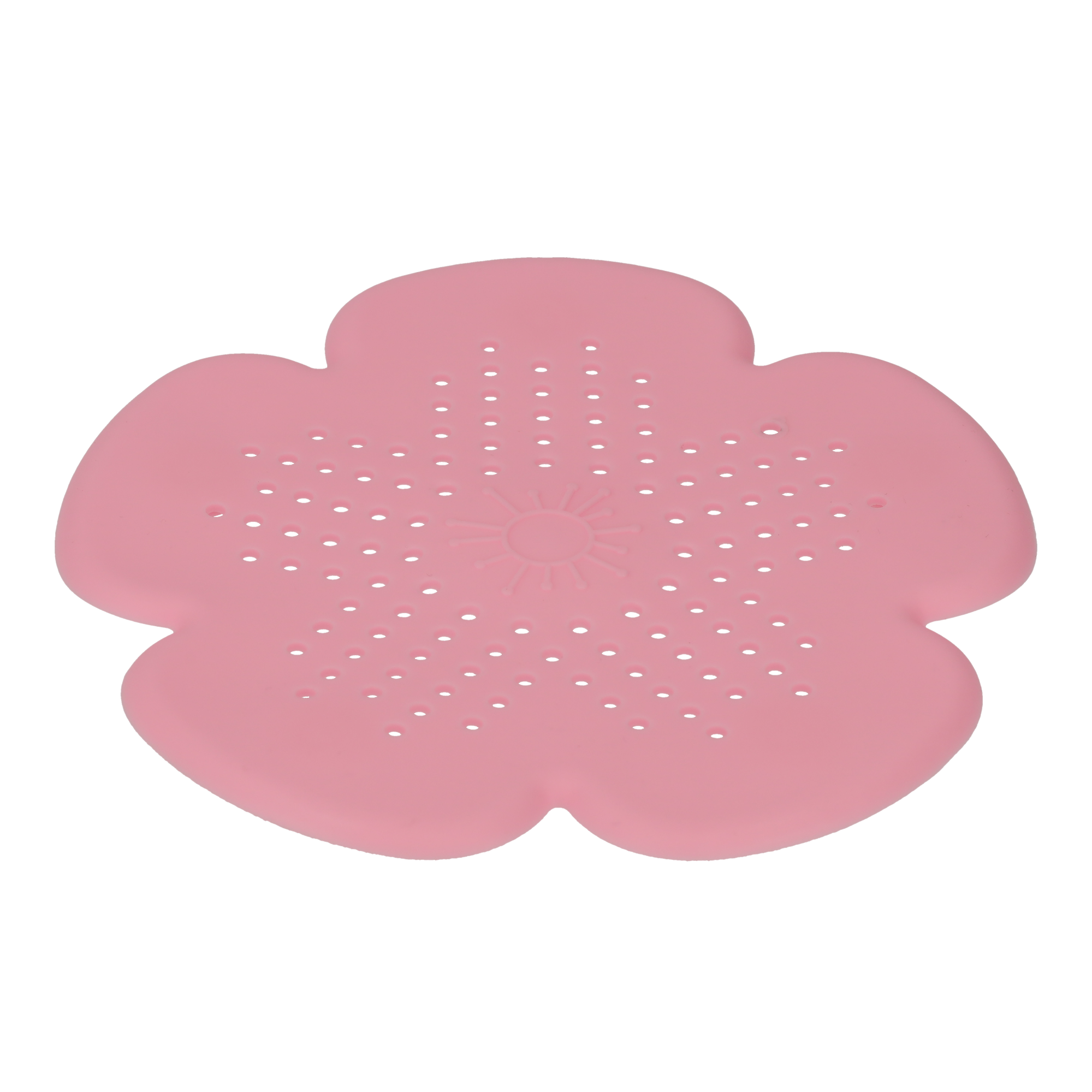 Silikon Abfluss Haarfänger Abflusssieb Küche Bad mit Saugnäpfen Blumen-Design - Rosa
