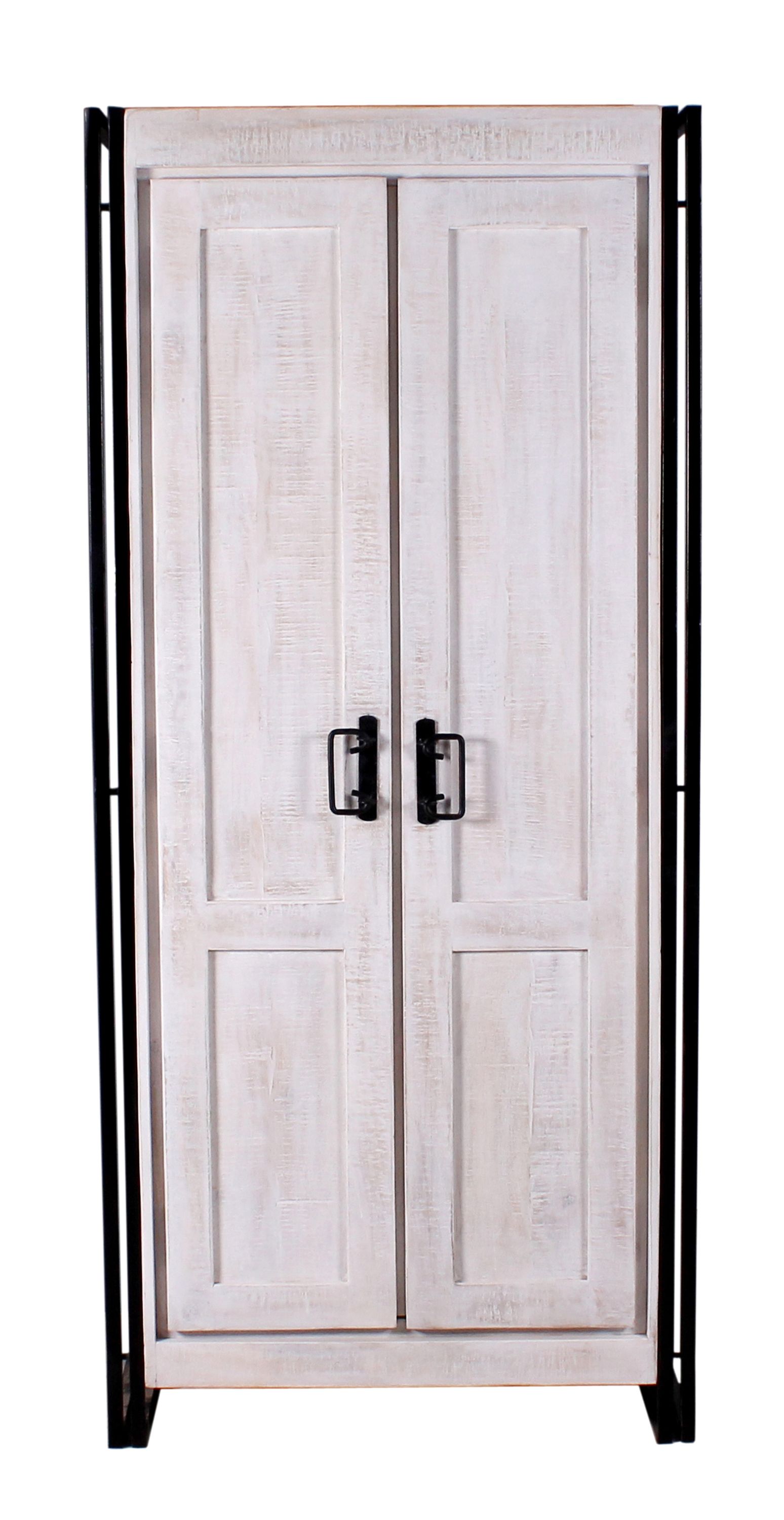 Garderobenschrank White Panama Mango Flurschrank Flur Diele Schrank Hochschrank
