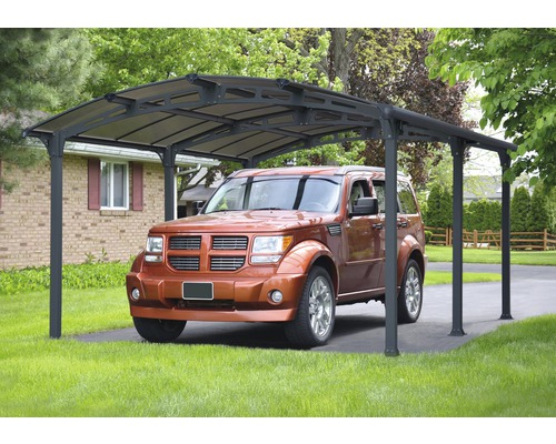 Palram enkele carport – Canopia Arcadia 5000 incl. regengoot 359 x 507 cm antraciet