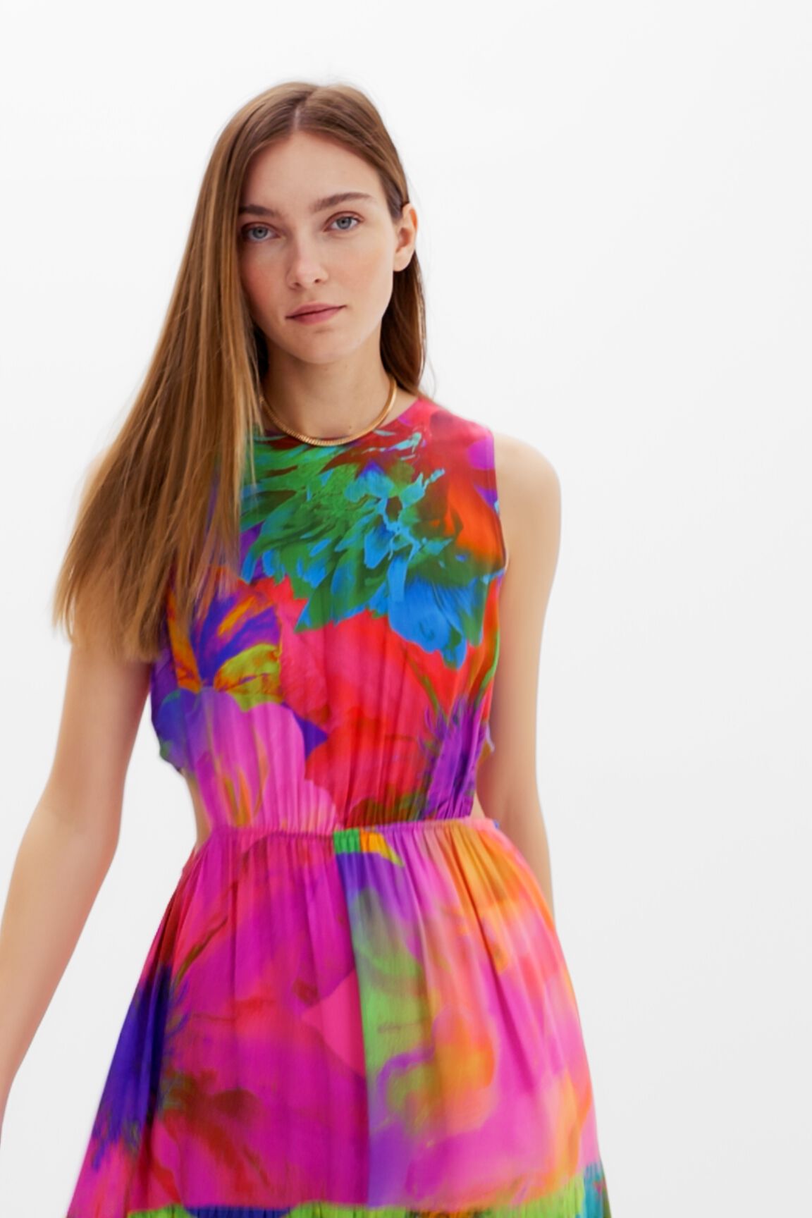 Robe longue découpes fleurs