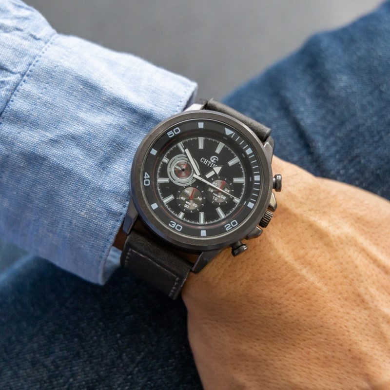 Montre Homme CHTIME bracelet Cuir Gris