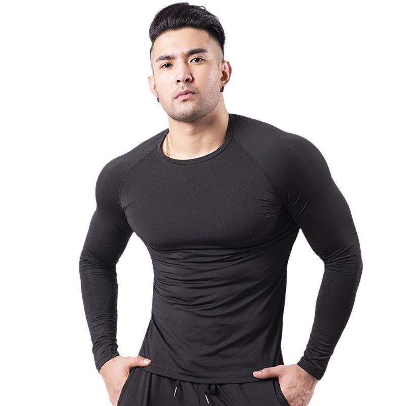 (Gr. M) Warmes Herren Winter Langarm Shirt Plüsch gefüttert - Schwarz