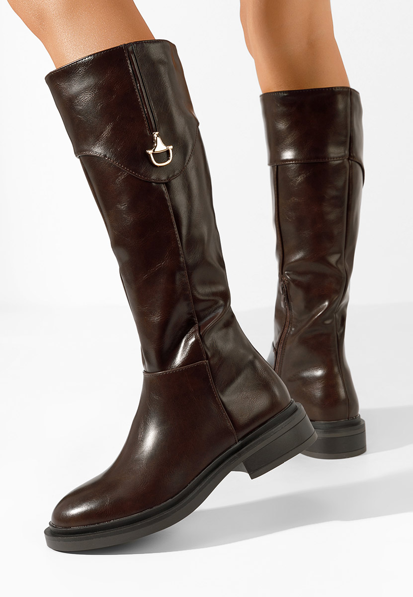 Bottes à petit talon bruns Ameila