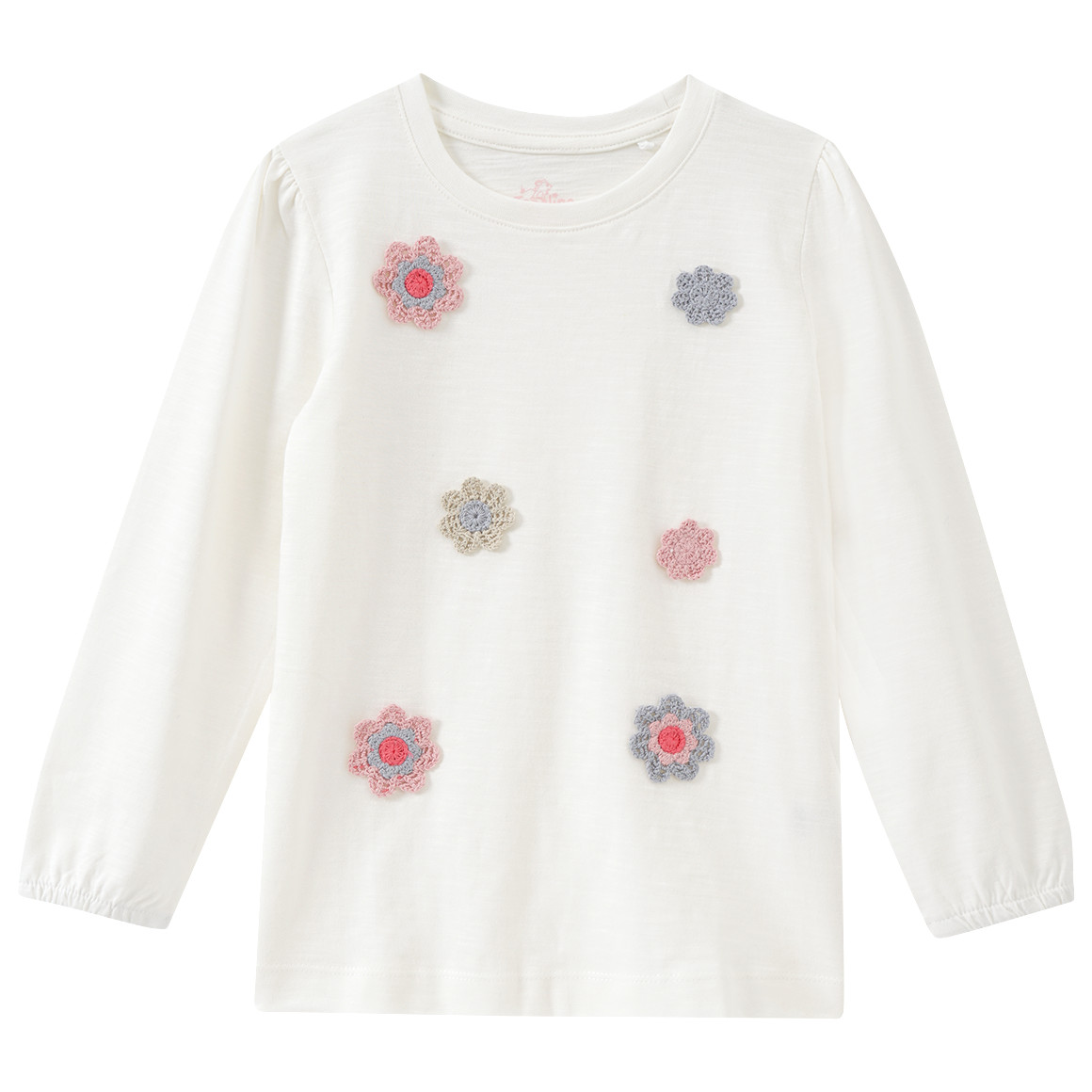 Topolino Mädchen Langarmshirt mit Häkelblumen weiss