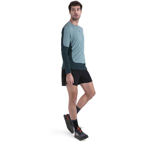 T-shirt randonnée ICEBREAKER M MERINO 125 ZONEKNIT ENERGY WIND LS TEE FATHOM GREEN/CLOUD RAY/CB