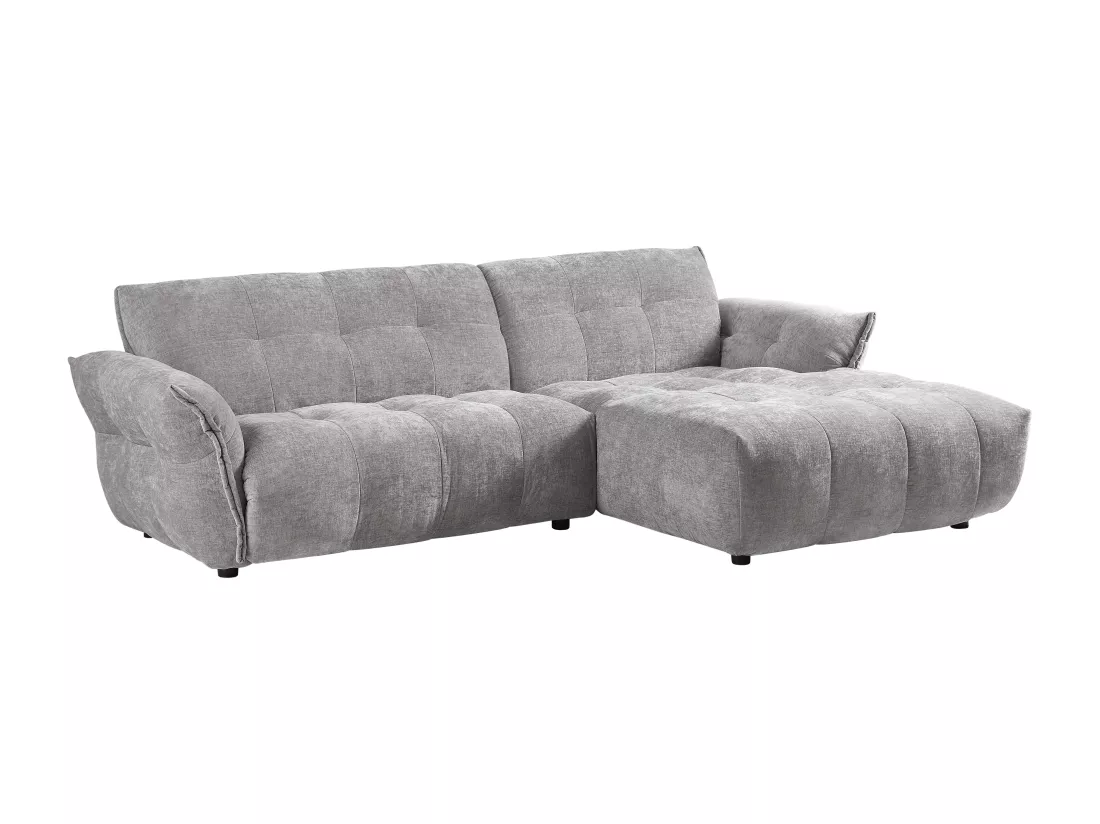 Canapé d'angle droit en tissu chiné gris NAPIZO