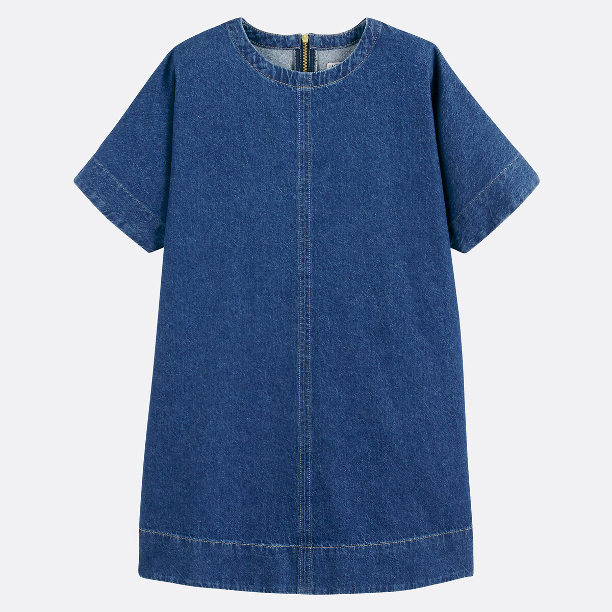COLEÇÕES LA REDOUTE<br>Vestido evasê, jeans, mangas curtas