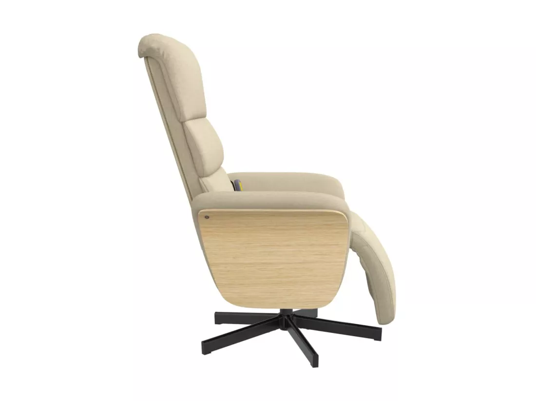 Fauteuil inclinable de massage avec repose-pieds crème tissu