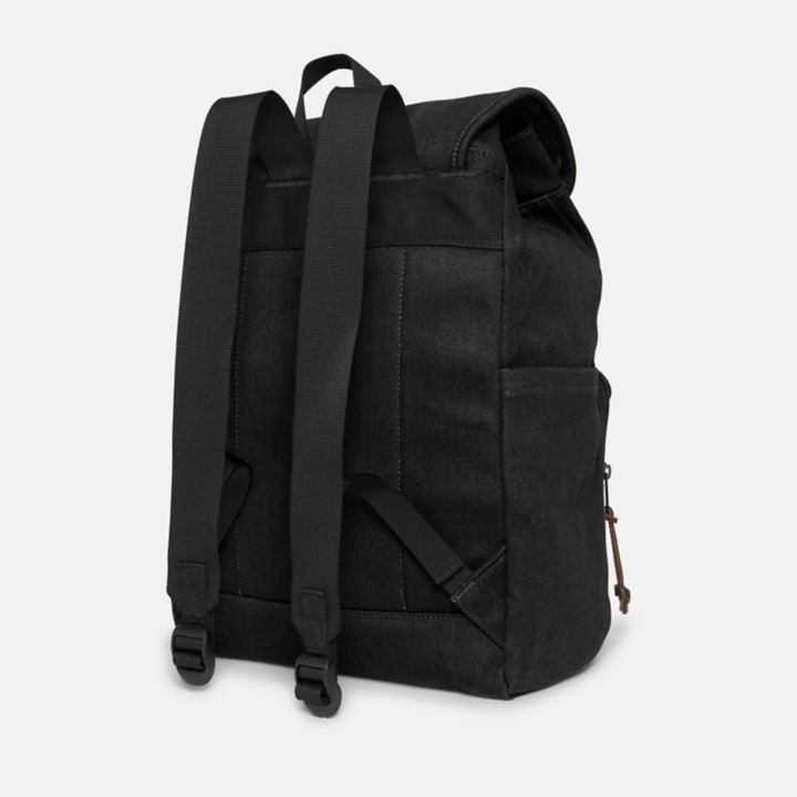 Mochila de lona preta para mulheres.